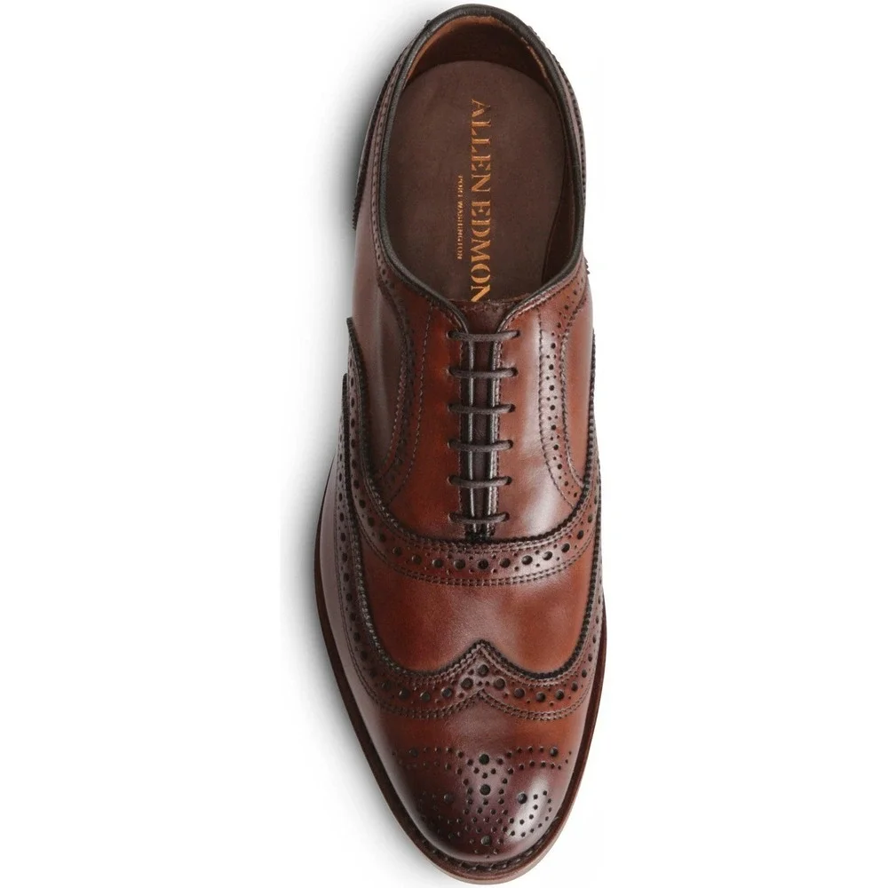 Allen Edmonds McAllister Wingtip Oxford Shoes 8.5 D Brown Calfskin Leather $450